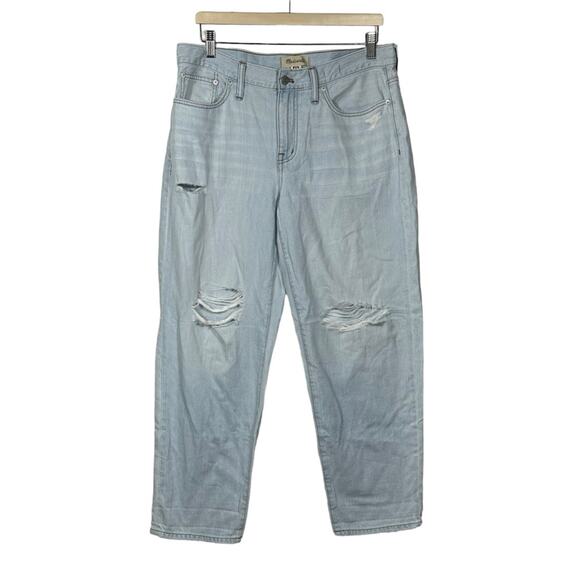 Madewell The Slouchy Boyjean  Distressed Light Wash Size 29 Petite - Picture 5 of 13